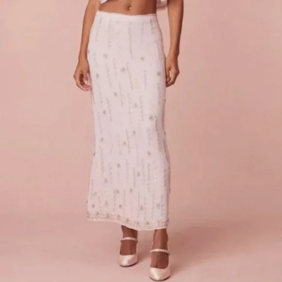 LOVESHACKFANCY Goodall Embellished Midi Skirt - Picture 5 of 15